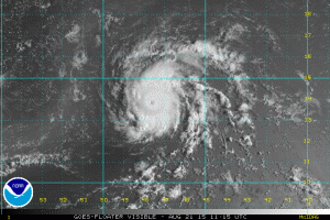 Visible Satellite shows well defined eye 