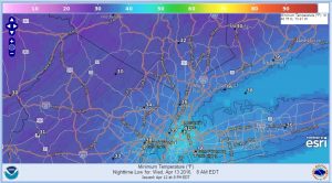 wednesday Freeze Warning Northern NJ Hudson Valley