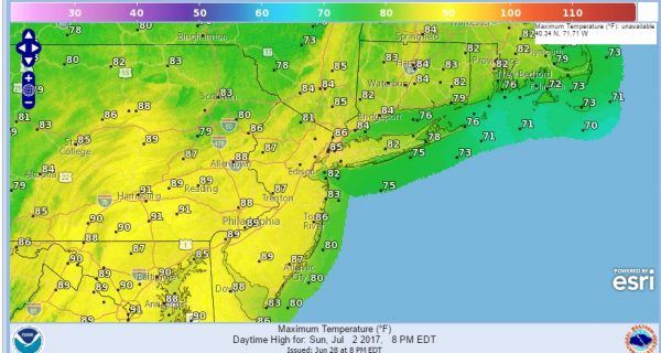 heat humidity moving eastward independence day