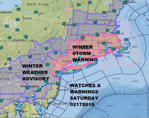 Winter Storm Warning NE New Jersey Hudson Valley Parts of NYC & Long Island
