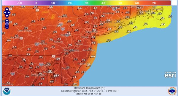 Spring Temperatures Tuesday Wednesday 70s