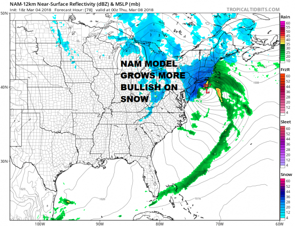 Snow Forecast Maps Wednesday 03072018