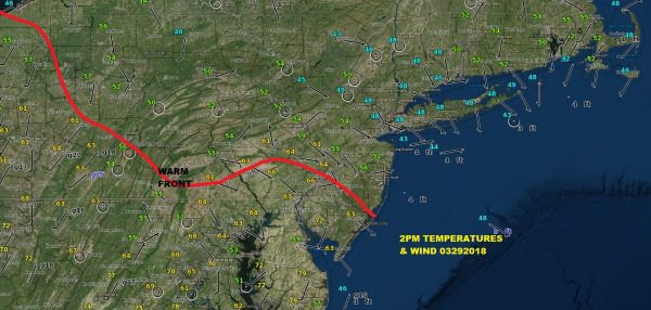 Warm Front Brings 70s Near Onshore Flow Keeps 40s Nearby