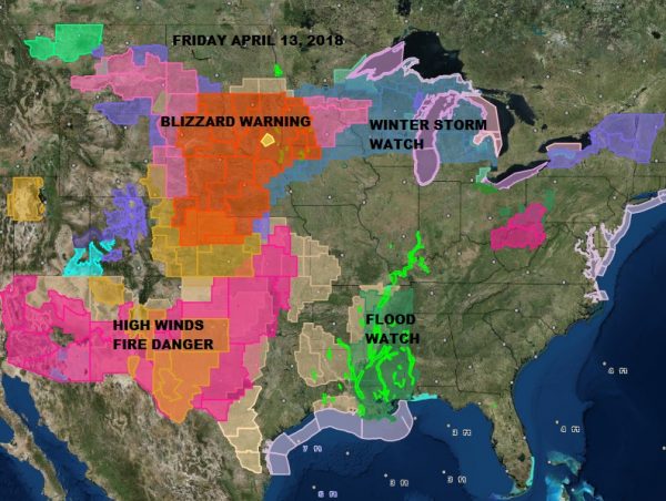 Major Spring Storm Blizzard Plains Severe Weather Rain Here Sunday Monday