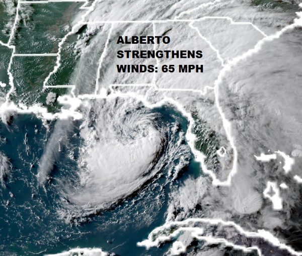 Alberto Strengthens Winds 65 MPH Moving Toward NW Florida