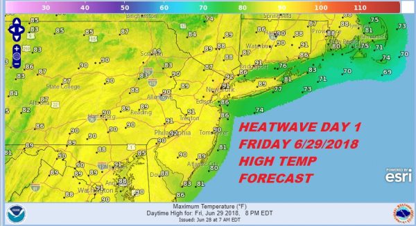 Heatwave Could Last 7 Days Across Much of the Northeast & Middle Atlantic