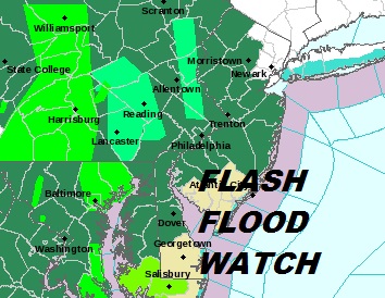 Flash Flood Watch Expanded Across Most of New Jersey
