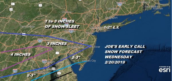 Snow Forecast Wednesday 2/20/2019 Joe's Early Call