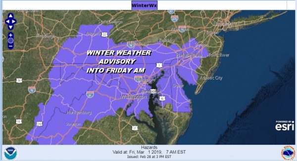 Winter Weather Advisory Southwest New Jersey Southern Pennsylvania