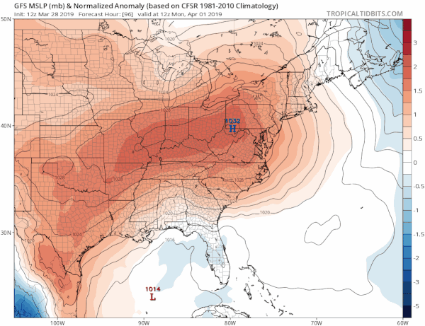 Model Differences Low Along East Coast Midweek