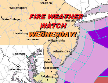 Fire Weather Watch Wednesday New Jersey Eastern Pennsylvania