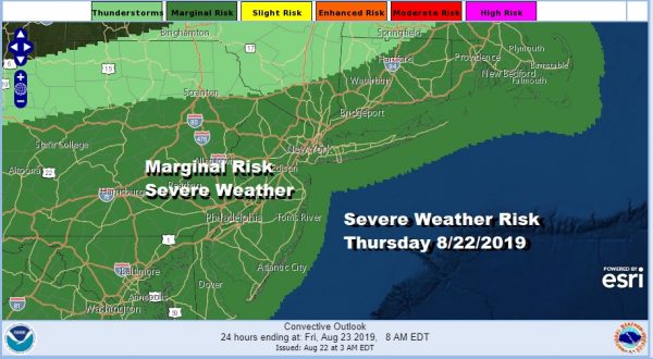 Severe Weather Risk Thursday 8/22/2019