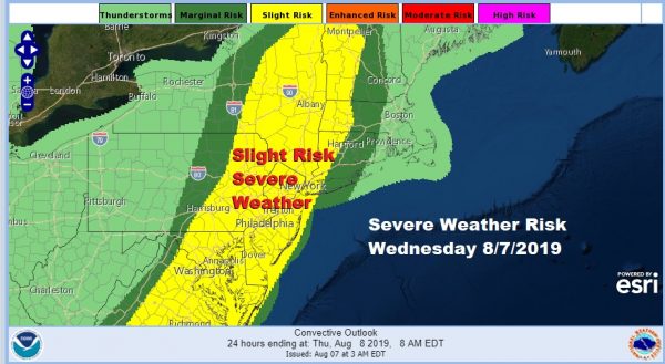 Severe Weather Likely Late Today North Carolina to Western New England