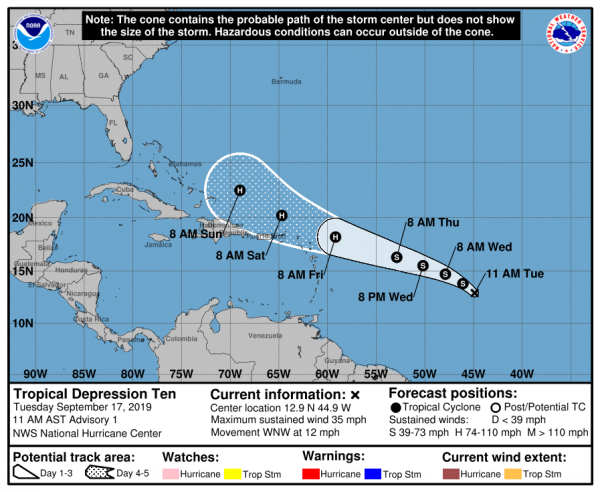 Humberto Grows Larger Hurricane Watch Bermuda New Tropical Depression Forms Central Tropical Atlantic Gulf of Mexico