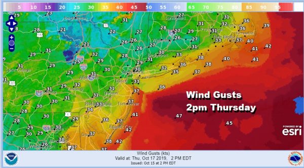Wind Gusts  2pm Thursday