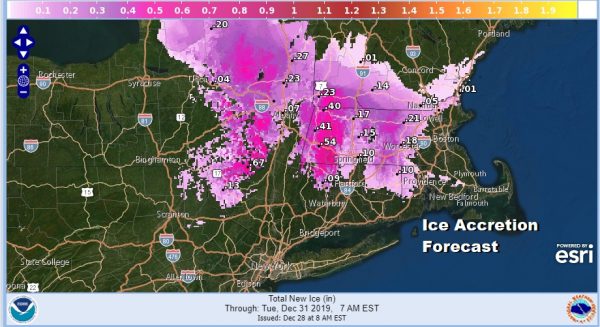 Rain Sunday Afternoon Into Monday Night Ice Storm Possibility Upstate NY New England