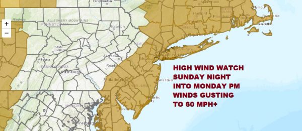 HIGH WIND WATCH SUNDAY NIGHT INTO MONDAY PM WINDS GUSTING TO 60 MPH+