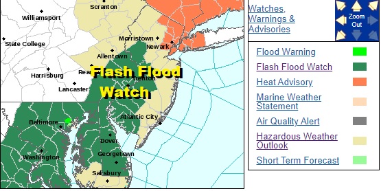 Flash Flood Watch Posted Thursday Parts of NJ Heat Humidity For One More Day