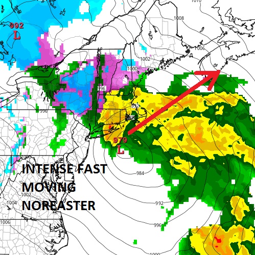 noreaster moves fast