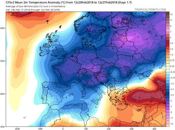 Siberia Invades Europe As Strong Blocking Develops Long Range