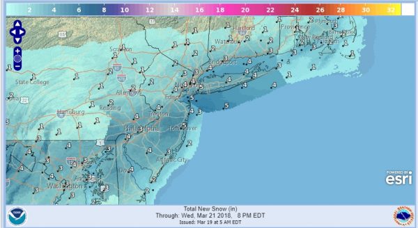 Snow Forecast National Weather Service Amounts Raised 03212018