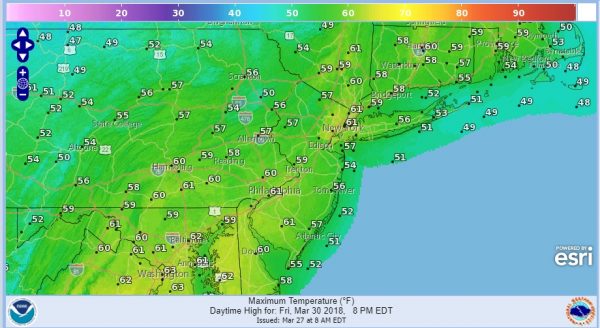 Warmer Air Tries Pushing East 60s Thursday
