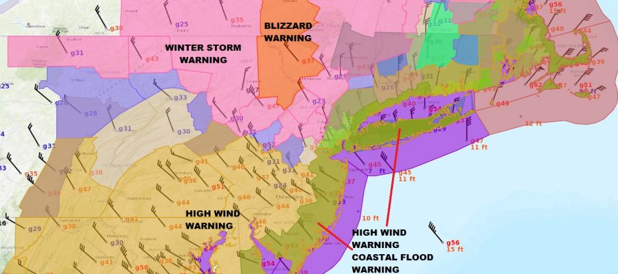 Blizzard Warning NE Pennsylvania Catskills JFK Gusting 63 MPH