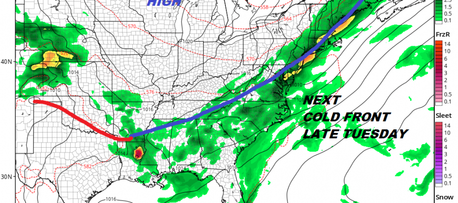 Very Warm Humid Scattered Downpours Thunderstorms Weekend Thunderstorm Risks Cold Front Arrives Tuesday
