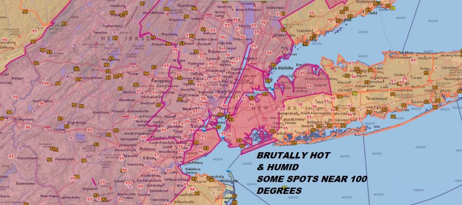 Brutally Hot Humid 95-100 Highs Being Reached
