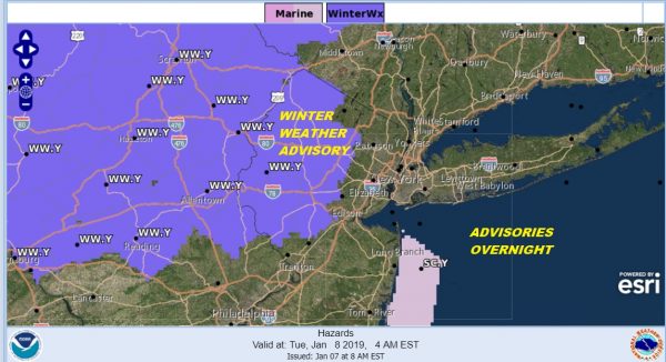Winter Weather Advisories New Jersey Eastern Pennsylvania