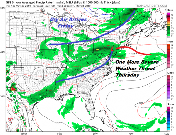 Severe Weather Risk Thursday A Bit Less Than Last Two Days