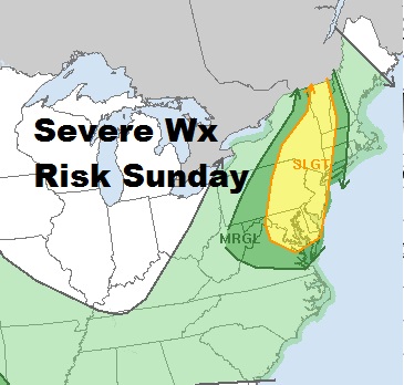 Severe Weather Risk Expanded Sunday NW New England Northeast Virginia
