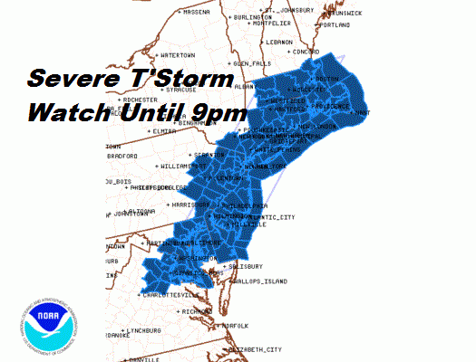 Severe Thunderstorm Watch Maryland to New Hampshire Including New Jersey NYC Hudson Valley Long Island