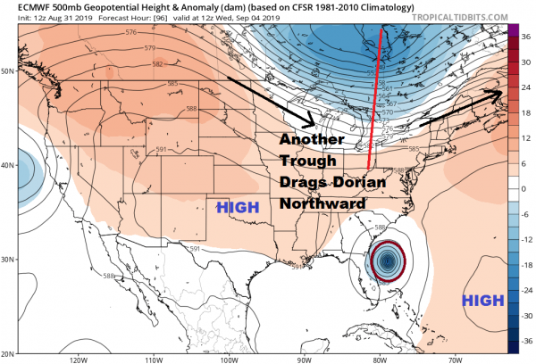 Severe Hurricane Dorian 150 MPH Winds Continues West Florida Risk Diminishing