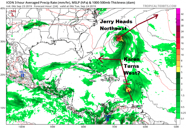 Tropical Storm Warnings Puerto Rico Virgin Islands Karen Tropical Storm Watch Bermuda Jerry