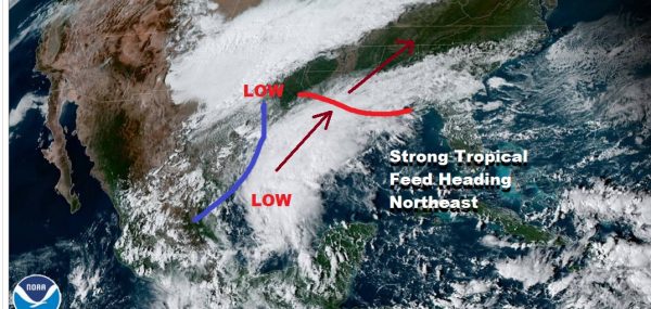 Strong Tropical Feed Heading Northeast