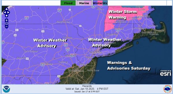 Winter Weather Advisories Eastern Pennsylvania Northern New Jersey NYC Hudson Valley Long Island Connecticut