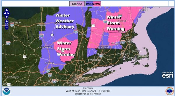 Winter Storm Warnings Catskills Berkshires Cold Rain Coast