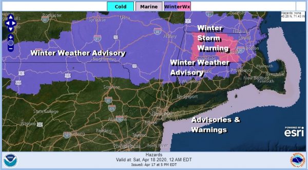 Winter Weather Advisories Northern PA to Central New England Winter Storm Warning Berkshires