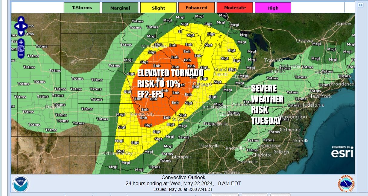 Large severe weather & tornado outbreak EF2-EF5 risk likely Midwest ...