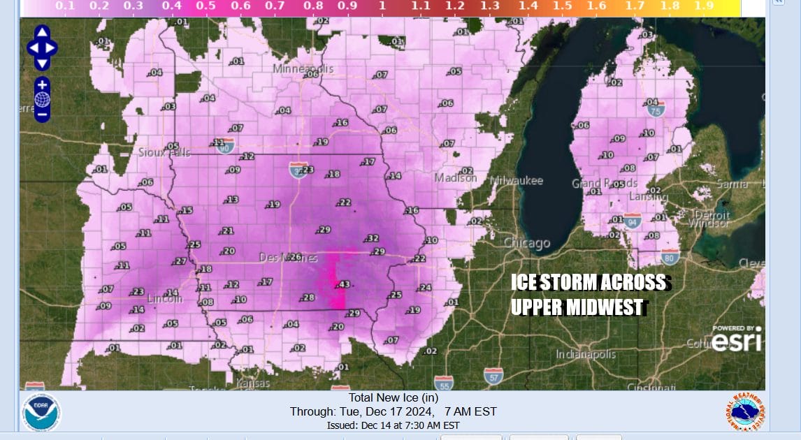 Ice storm across Upper Midwest heading to Appalachians & parts of the ...