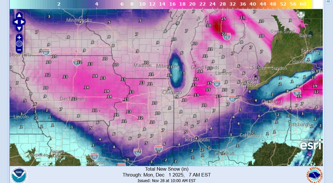 Major winter storm Midwest US Warnings for a foot of snow Illinois ...